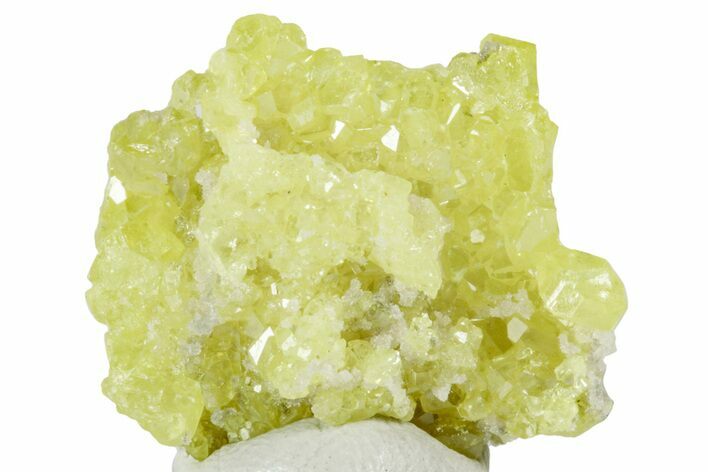 Yellow Sulfur Crystals on Fluorescent Aragonite - Italy #238421